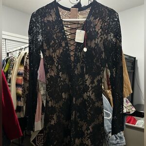 Free People The Jetset Diaries Sz XS Black Lace Midi Dress